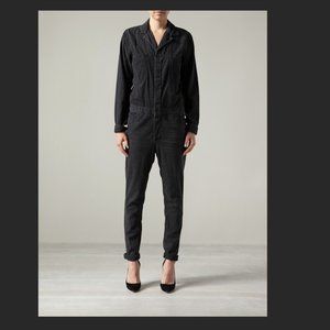 6397 | Black Faded Distressed Denim Coverall /Jumpsuit | Sz XS